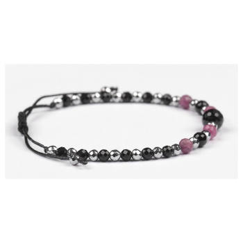 Bransoletka celebrytka czarny TURMALIN RUBIN HEMATYT ochrona i optymizm